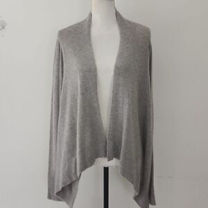 Line Lable Gray Cashmere Lagenlook Waterfall Open Cardigan Xs 21